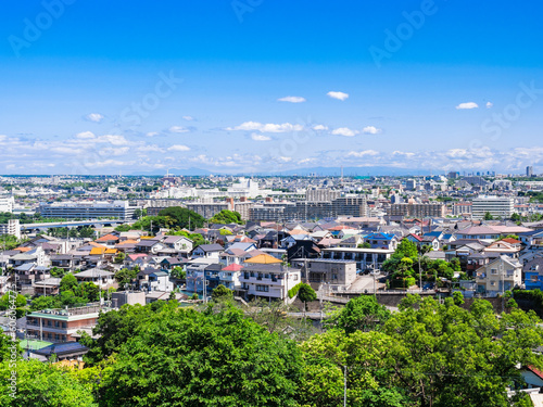 青空が広がる郊外の住宅街