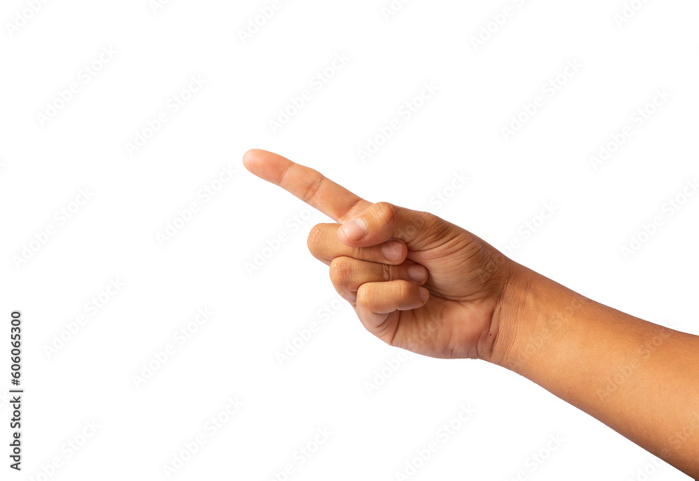 Obraz na plátně finger pointing up on white background