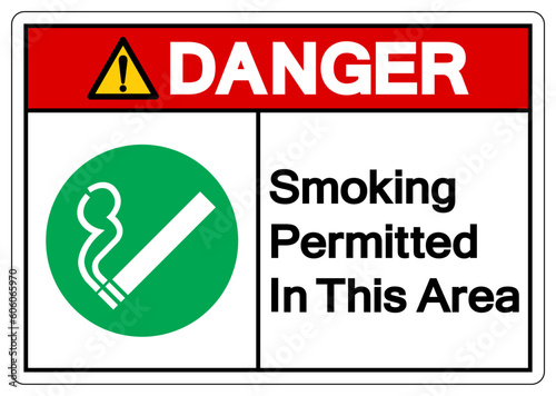 Danger Smoking Permitted In This Area Symbol Sign ,Vector Illustration, Isolate On White Background Label. EPS10