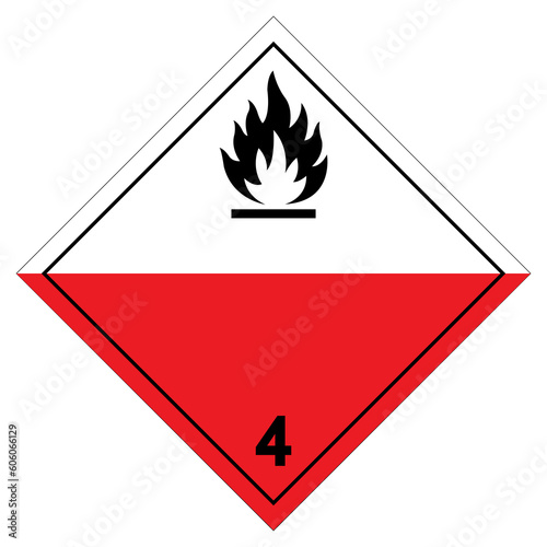 Spontaneously Combustible Class 4 Symbol Sign, Vector Illustration, Isolate On White Background Label. EPS10