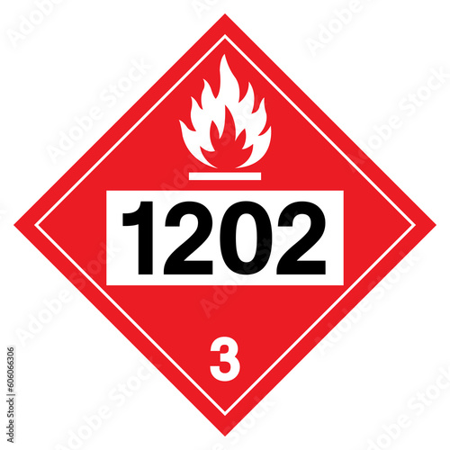 UN1202 Class 3 Diesel Fuel Symbol Sign, Vector Illustration, Isolate On White Background, Label .EPS10