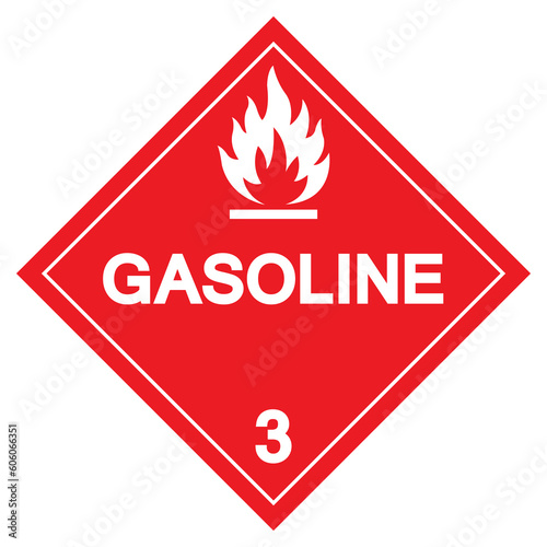 Gasoline Class 3 Symbol Sign,Vector Illustration, Isolate On White Background, Label .EPS10