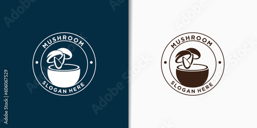 mushroom vintage logo vector, nature logo design vector