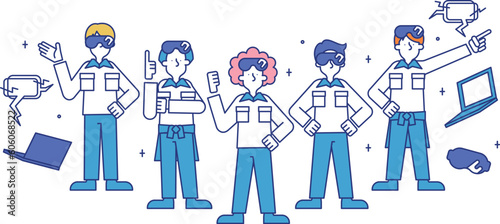 AR技術者の職業に就く男性のイラスト