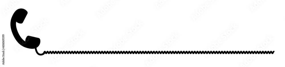 Telephone receiver with a cord. Phone handset with extension cord. Black silhouette isolated on a white background. Vector clipart. Telephone receiver with a cord. Phone handset with extension cord. Black silhouette isolated on a white background. Vector clipart.