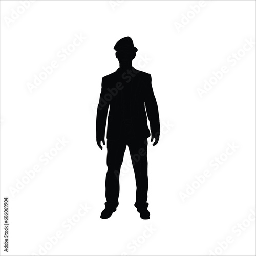  A man with hat silhouette vector art.