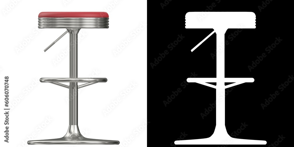 3D rendering illustration of a diner bar stool 3D rendering illustration of a diner bar stool