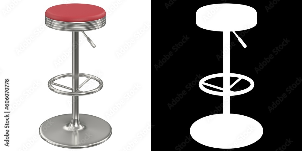 3D rendering illustration of a diner bar stool 3D rendering illustration of a diner bar stool