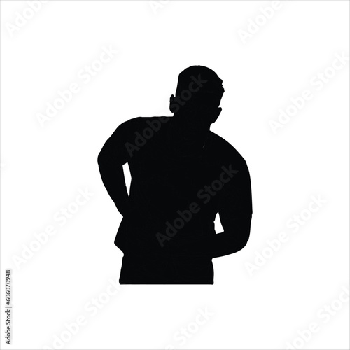 A person his hands on belly silhouette vector art.