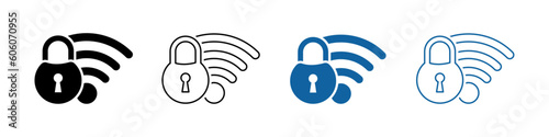 Lock Wi-Fi signal vector flat icons set