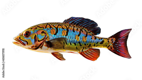 Prized Catch: A Stunning Full-Body Fish on a Transparent Background. Generative AI