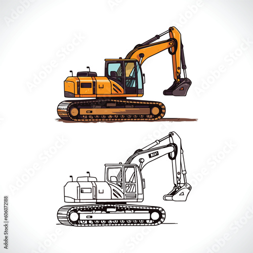 Excavator Vector Illustration Construction Logo Design