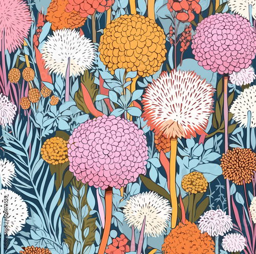 colorful hand-painted carnation contemporary modern vector illustration bright seamless pattern wallpaper, textile printing