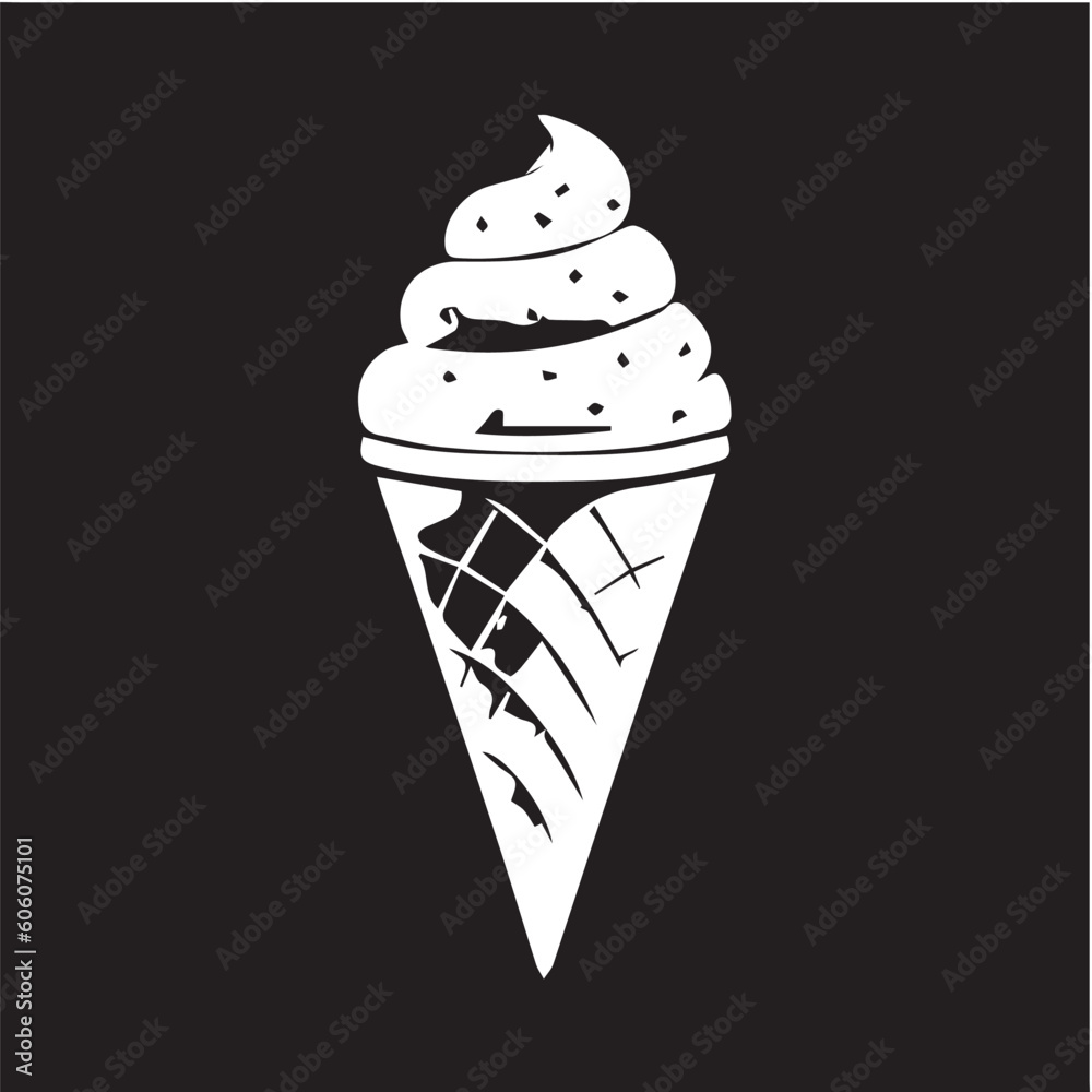 black and white ice cream vector illustration