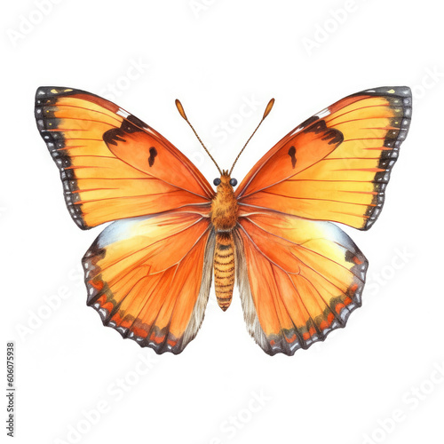 Orange butterfly isolated on a white background Generative AI © gridspot