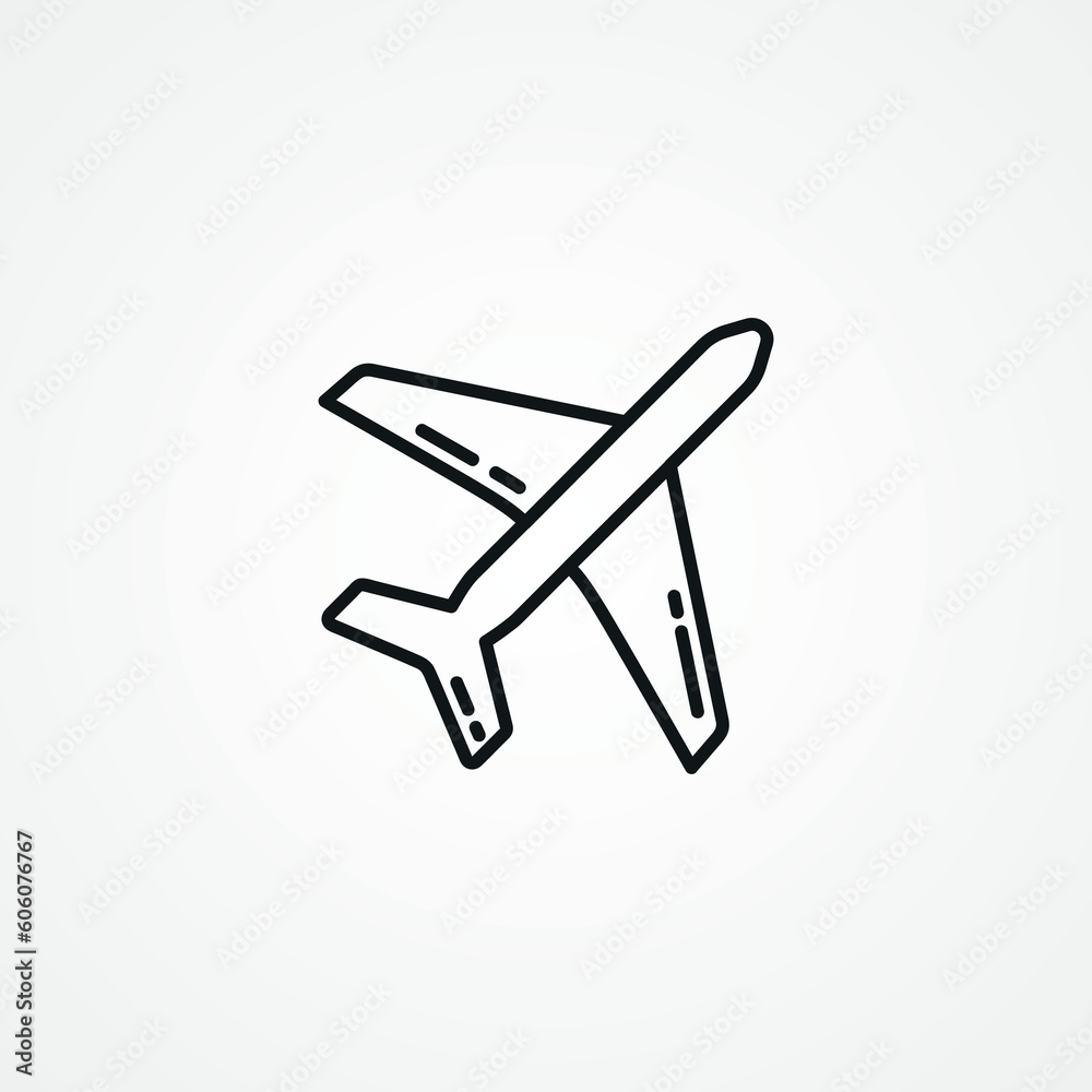 plane line icon on white background plane line icon on white background