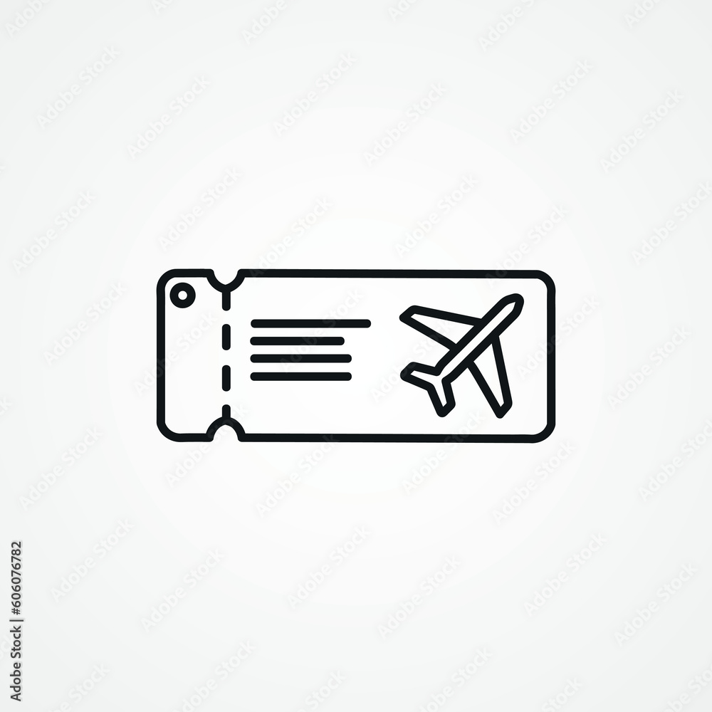 boarding pass line icon. flight ticket outline icon. boarding pass line icon. flight ticket outline icon.
