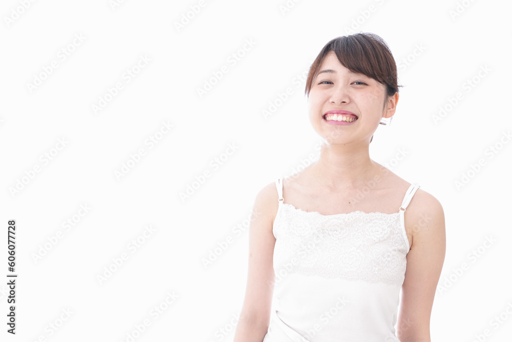 笑顔で誘う女性 笑顔で誘う女性