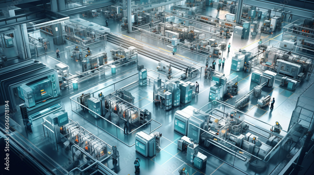 Fototapeta premium A modern factory floor with automated processes and efficient production lines Generative AI