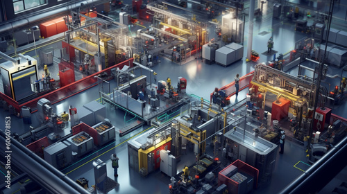 A modern factory floor with automated processes and efficient production lines Generative AI
