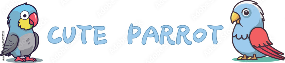 Cute two parrots child cartoon vector illustration banner Cute two parrots child cartoon vector illustration banner