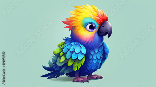 Colorful parrot, cartoon illustration - generative AI, AI generated