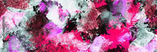 Creative banner with hand drawn abstract multicolored acrylic texture. Colourful backdrop.