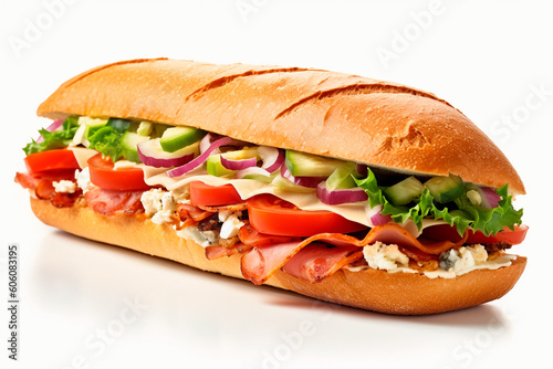 submarine meet sandwich on a white background. Generative AI