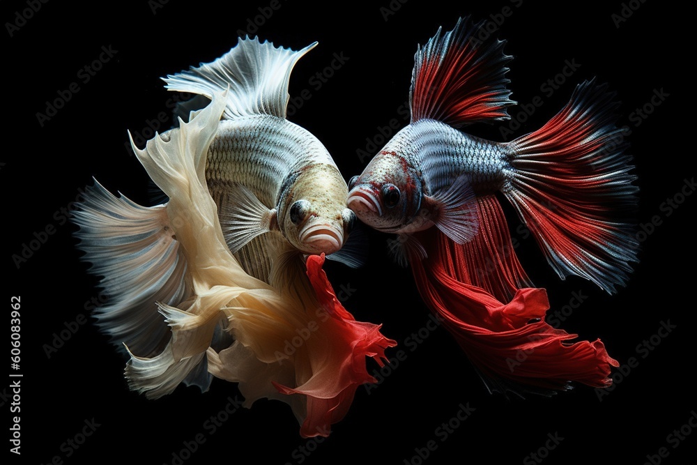 A stunning display of betta fighting fish A stunning display of betta fighting fish