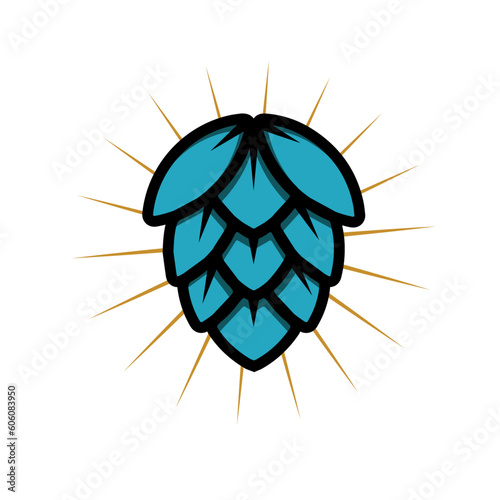 Simplified logo for beer or brewery 
blue hops with lines 