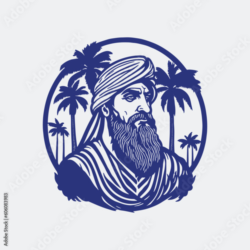Arabian male mascot retro illustration