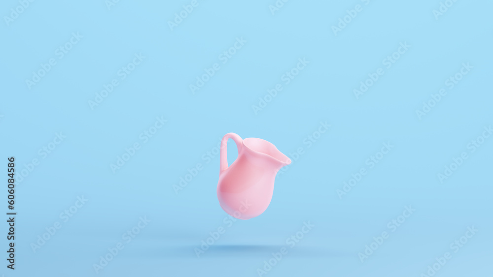 Pink Jug Juice Milk Drink Handle Stylish Trendy Kitsch Blue Background 3d illustration render digital rendering