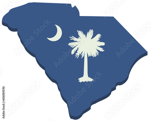 Map of South Carolina in colors of the state flag (flat design)