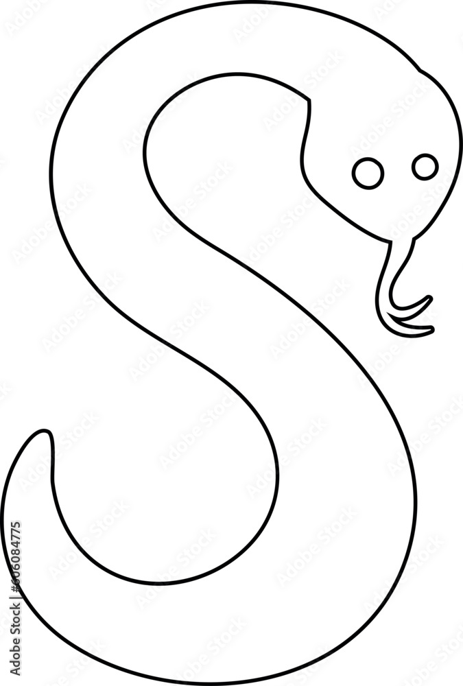 Snake line drawing for decoration. Snake line drawing for decoration.