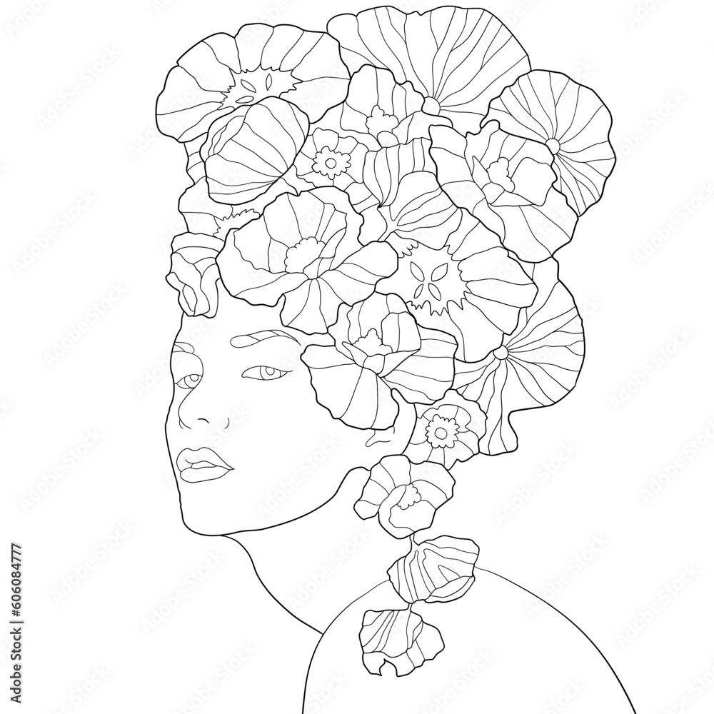 coloring page girl with shouts on her head coloring page girl with shouts on her head