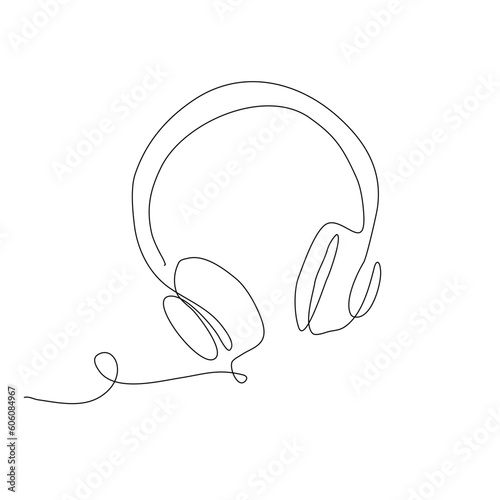 headphones drawn in one line