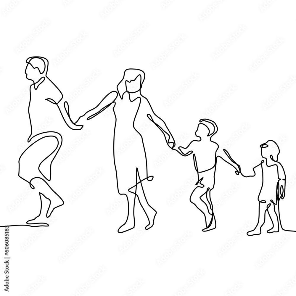 family holding hands one line drawing family holding hands one line drawing