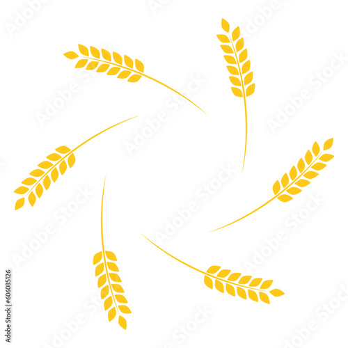 Wheat wreath circle frame. Bakery ear symbol. Vector illustration isolated on white.