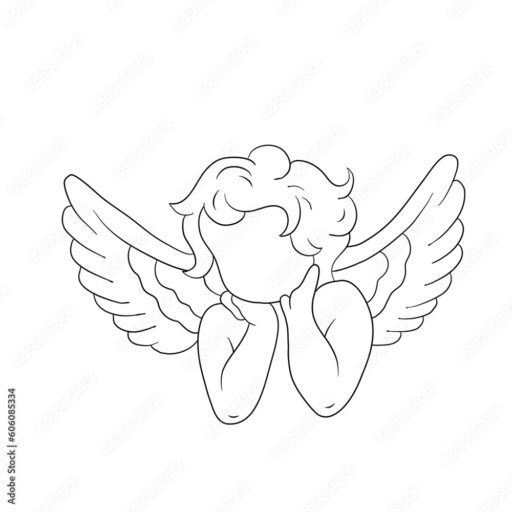 Naklejka premium Cupids drawn in one line