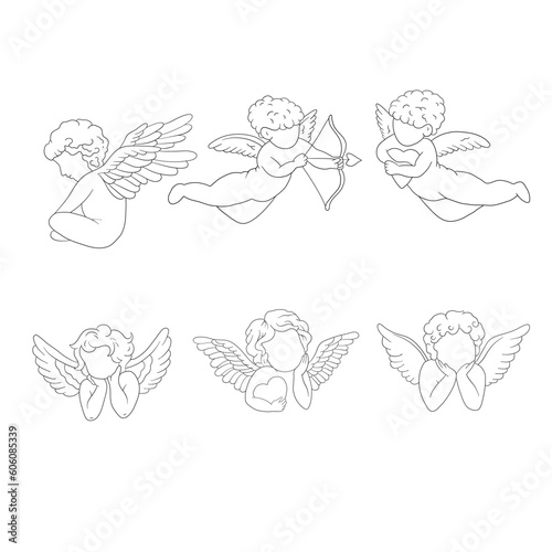 Cupids drawn in one line Fototapeta