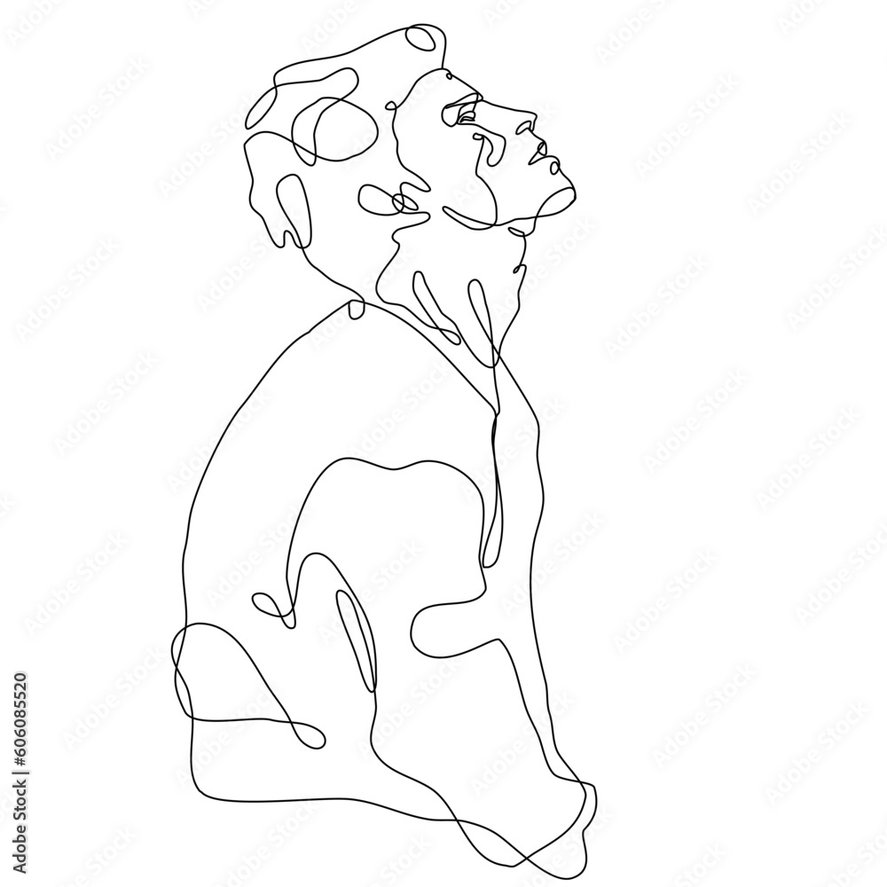Obraz premium guy looking up one line drawing