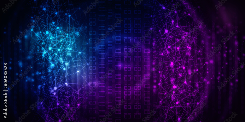 2d illustration Abstract futuristic electronic circuit technology background
