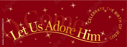 Christmas Banner in Red and Gold - Celebrate the Birth of Jesus