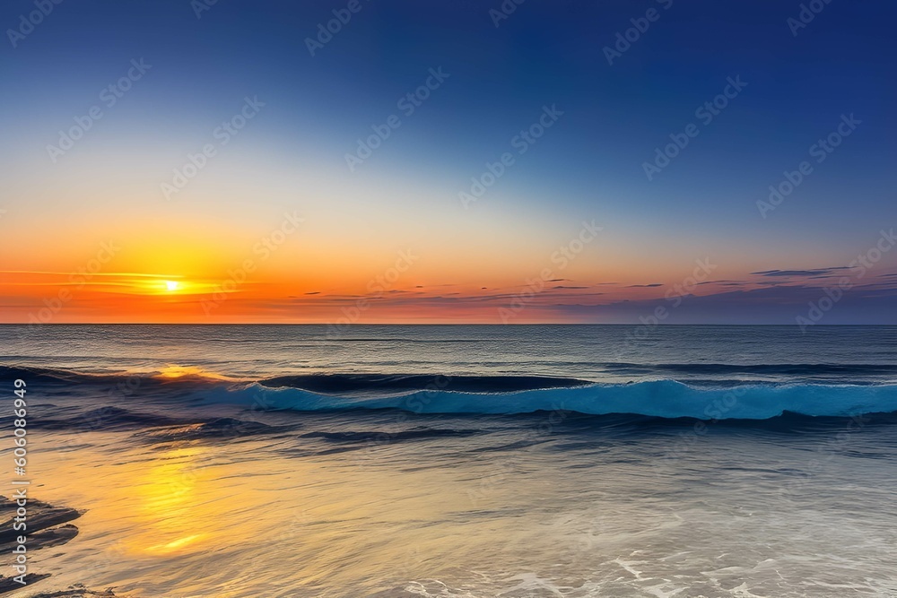 早朝のビーチの美しい朝焼け