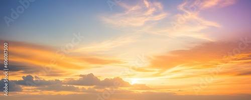 Fototapeta Naklejka Na Ścianę i Meble -  美しい夕焼けの空と雲のパノラマビュー