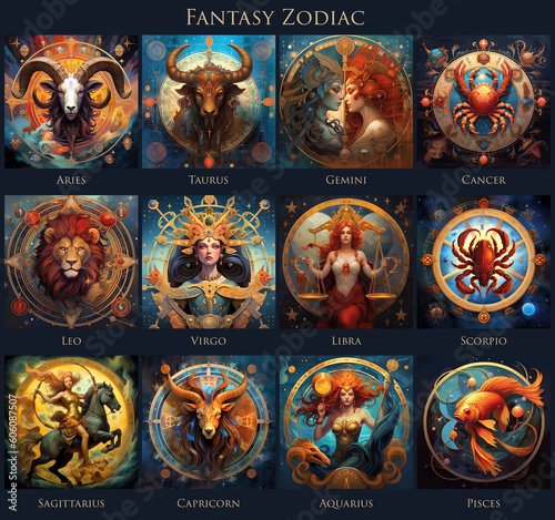 Fantasy zodiac sign in galaxy background