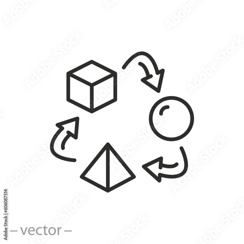adaptability icon, changes or improvement, thin line symbol on white background - editable stroke vector illustration eps10