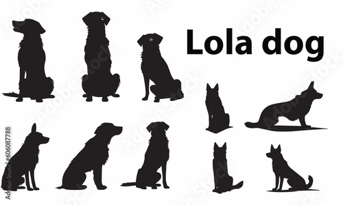A set of silhouette Lola dog collections of the vector.