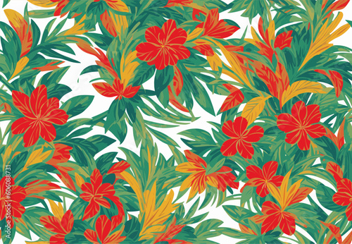 Floral, tropical seamless pattern. Vector illustration