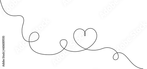 continuous single line drawing of heart shape isolated on white background, love and romance symbol line art vector illustration